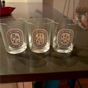 Diptyque Glass Candle Holders Trio with Black and White Labels